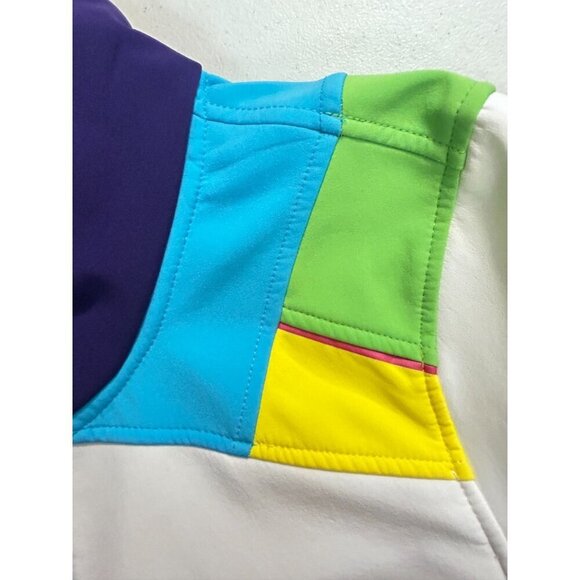 Spyder White Colorblock Hooded Jacket Zip Up Jacket Size Medium - Picture 6 of 7